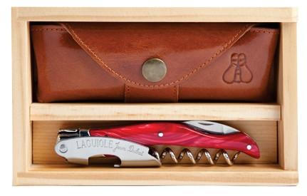 Laguiole Millesime Waiter's Corkscrew Set- Red Marble