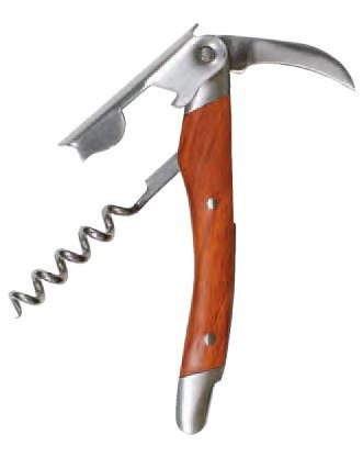 Straight Stainless Corkscrew with Rosewood Color Wood Inset