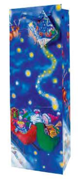 Santa's Sleigh  Paper Holiday Wine Bag