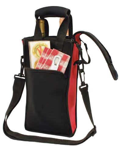 Picnic Neoprene Two-Bottle Tote Bag, With Traveler's Corkscrew