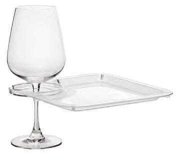 Square Party Plate with Built-In Stemware Holder
