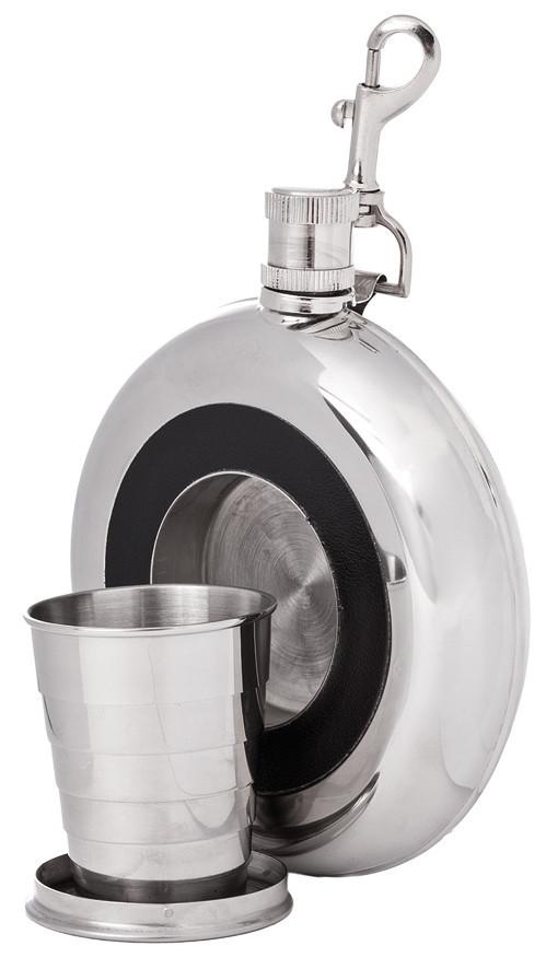 Round Flask with Built-In Collapsible Cup