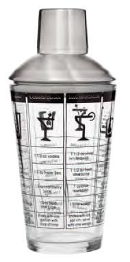 Recipe Cocktail Shaker, Stainless Steel/Glass