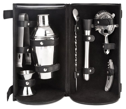 Barmaster's Pro Bar Travel Set- 8 pcs set (Includes Shaker, Jigger, Ice Tongs,