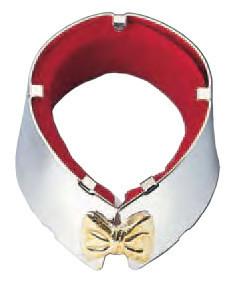 Tuxedo Wine Bottle Drip Collar, Silver Plated, With Gold Bow