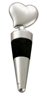 Solid Heart Bottle Stopper, Silver Plated