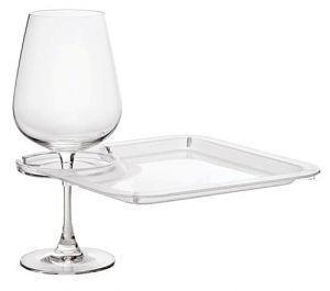 Square Party Plate With Built-In Stemware Holder (set of 4 in a box)